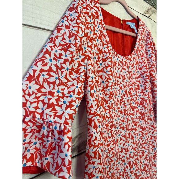 Draper James Size 12 Dress Orange White Blue Floral - Picture 2 of 6